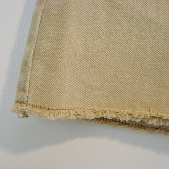 Free People Mini Skirt Beat of the Music Tan Khaki Denim Raw Hem Size 2 Small - Picture 8 of 16